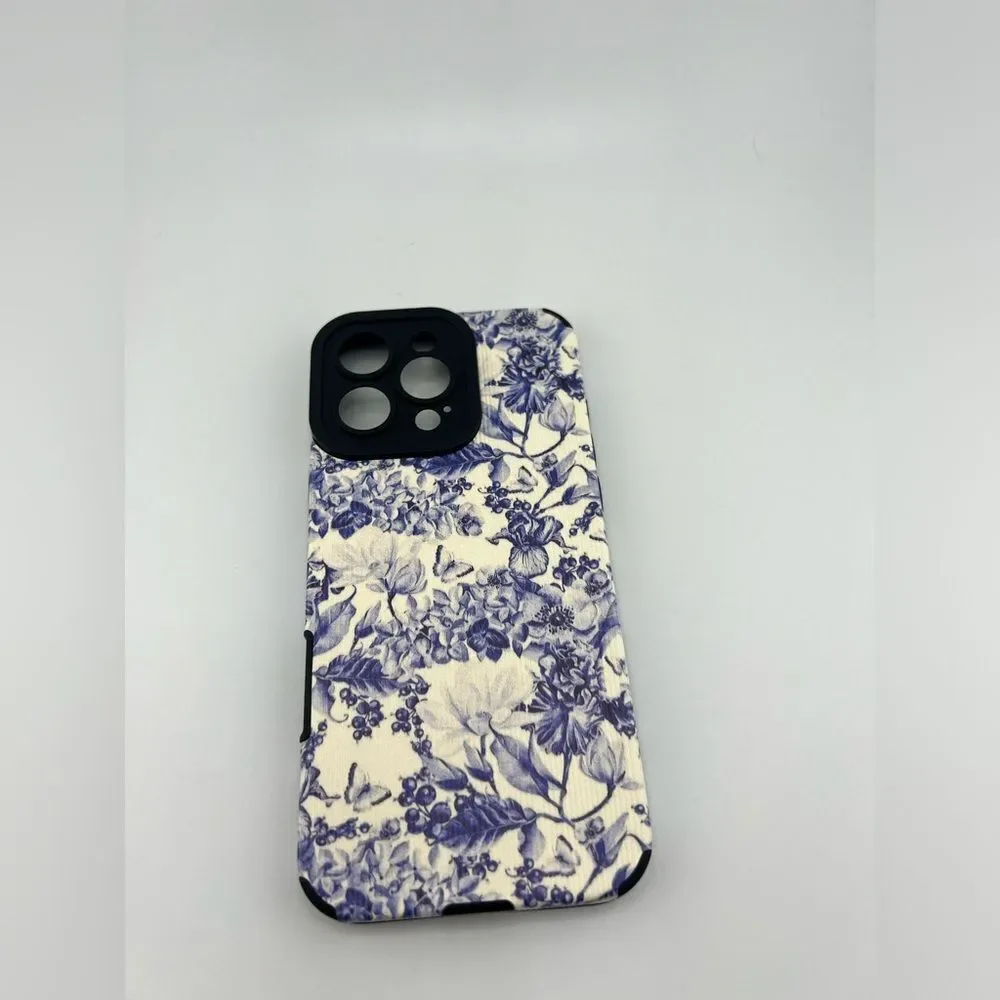 iPhone 16 Pro Max Case – Blue Floral Chinoiserie Print | Elegant & Protective